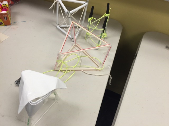Examples of students' model solar sail masts 